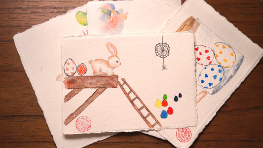 [Handmade postcard] Easter Bunny with eggs - 4