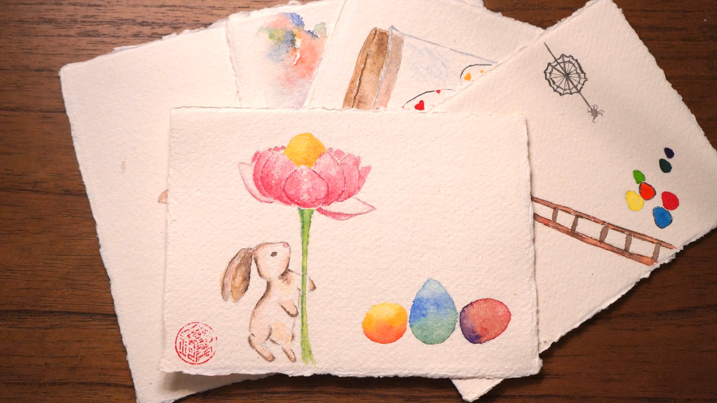 [Handmade postcard] Easter Bunny with eggs - 2