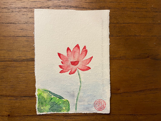[Handmade postcard] Red lotus